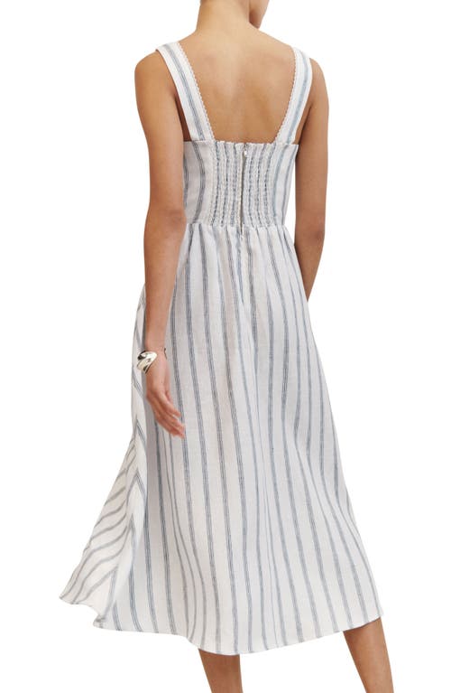 Shop Reformation Tagliatelle Linen Dress In Harbor Stripe