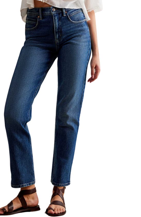 Shop Free People Leila High Rise Slim Leg Jeans In Cupid Blue
