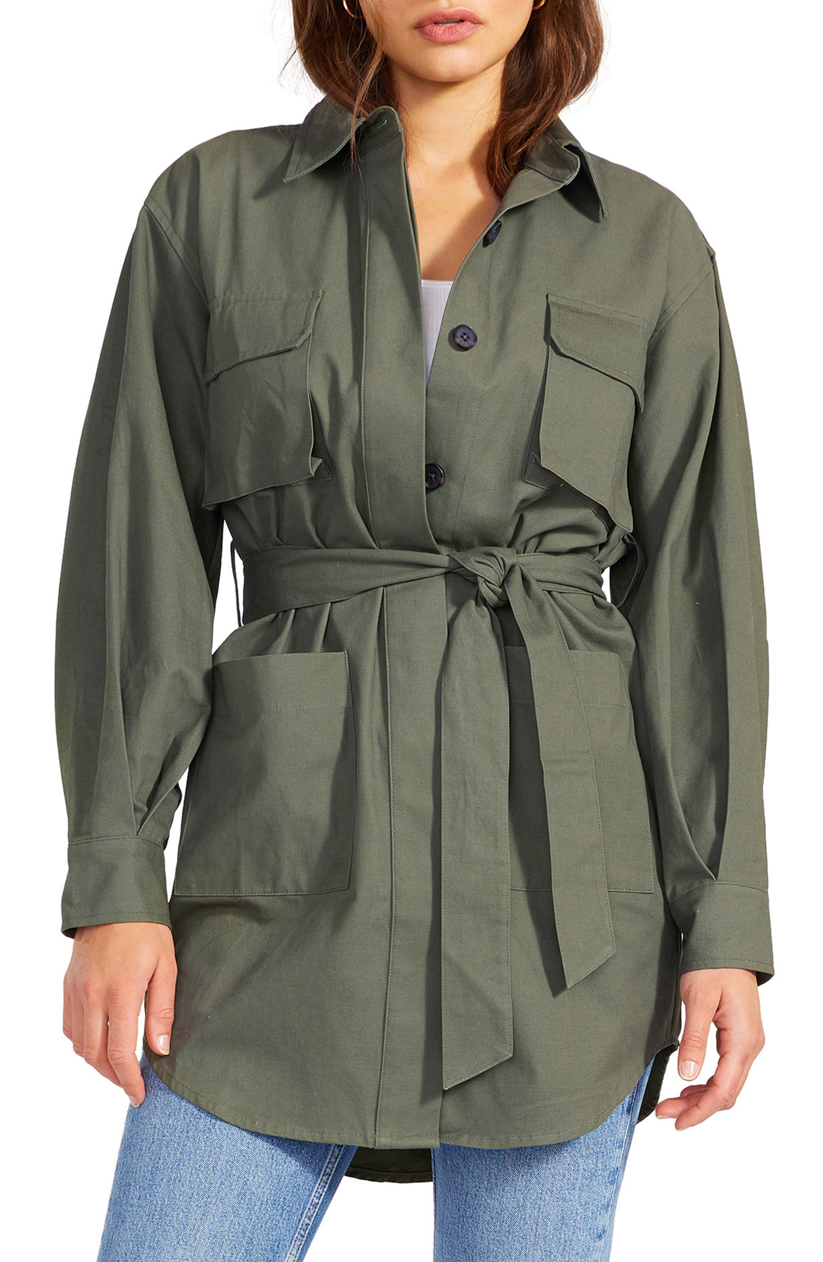 belted military jacket