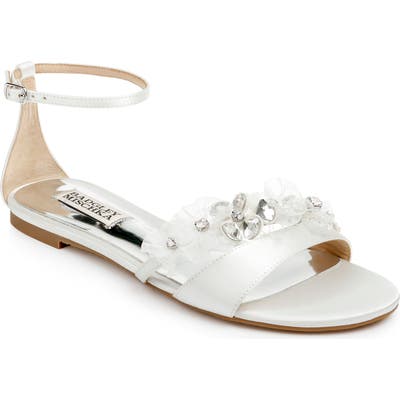 Badgley Mischka Candace Embellished Flat, White