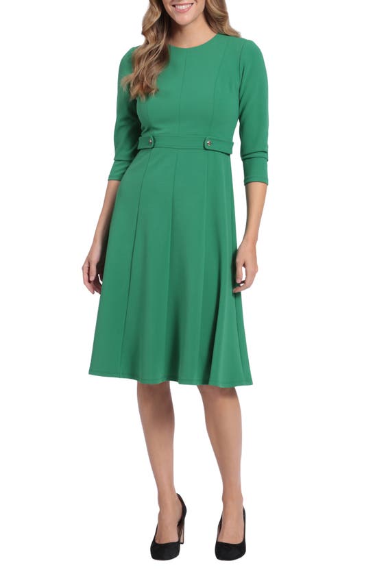 London Times Seamed Midi Dress In Emerald