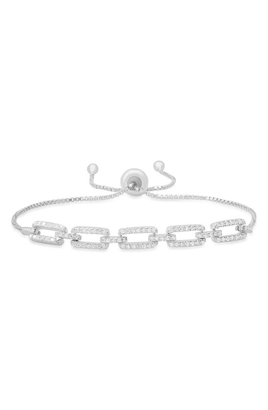 Shop Queen Jewels Cubic Zirconia Paperclip Bracelet In Silver