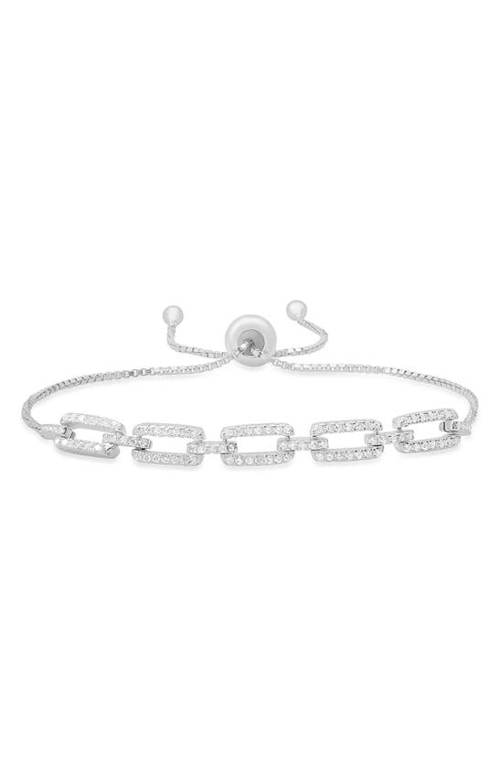 Queen Jewels Cubic Zirconia Paperclip Bracelet In Silver