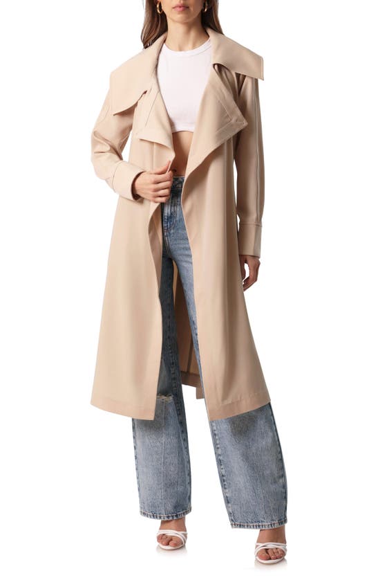 Avec Les Filles Drape Trench Coat In Birch