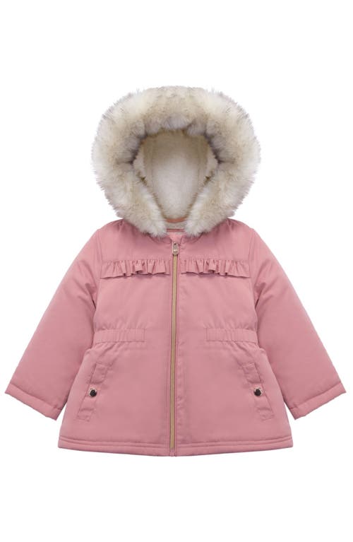 Rokka&rolla Toddler Borg Lining Puffer Coat In Rose Pink