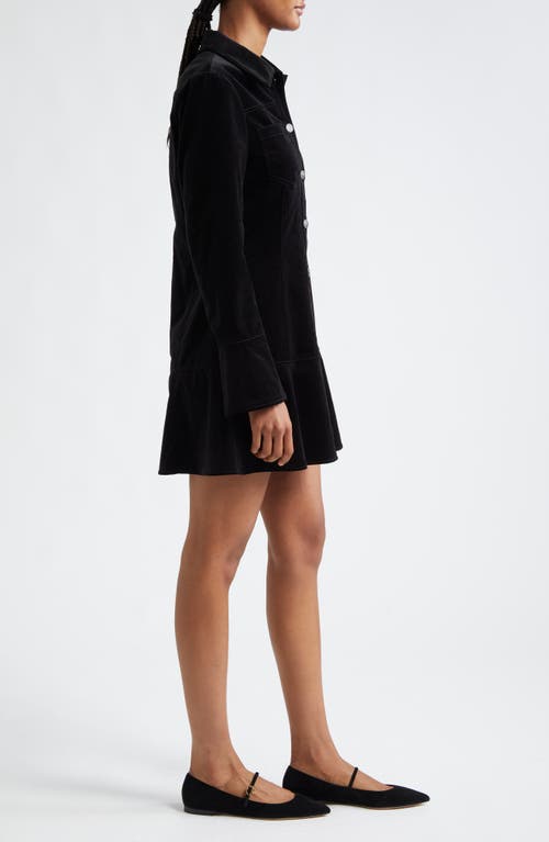 Shop Cinq À Sept Jocelyne Long Sleeve Stretch Velvet Shirtdress In Black