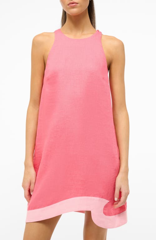 Shop Staud Allori Sleeveless Linen Shift Dress In Coral Paradise/pearl Pink