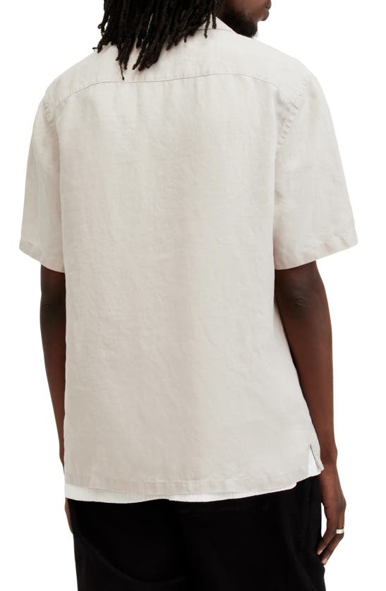 Shop Allsaints Audley Button-up Camp Shirt In Taupe
