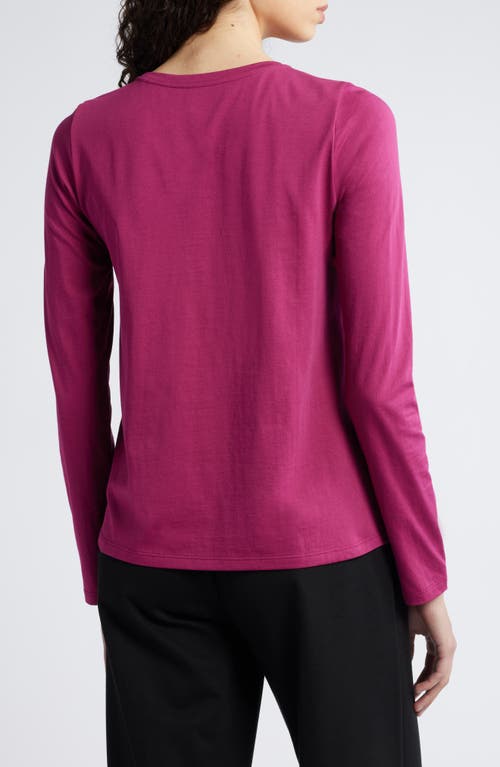 Shop Eileen Fisher Crewneck Organic Cotton Jersey T-shirt In Berry Bloom