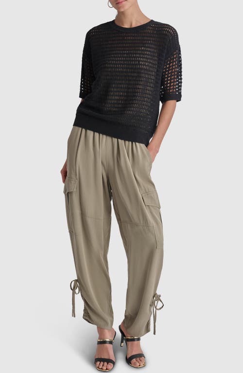 Dkny Open Stitch Sweater In Black