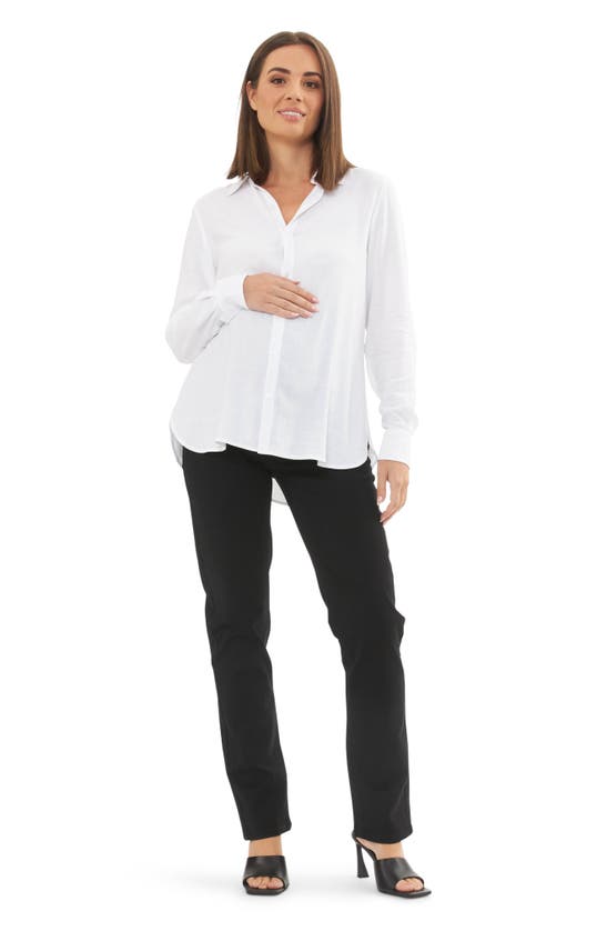 Shop Ripe Maternity Clara Relaxed Maternity/nursing Button-up Shirt In White
