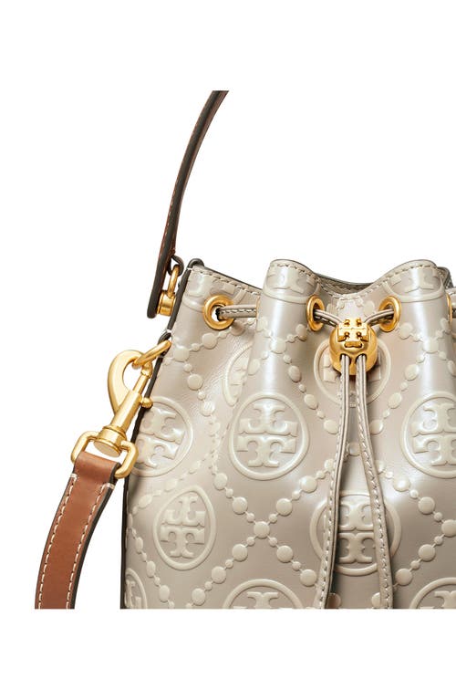 Tory Burch T Monogram Embossed Bucket Bag In Longan/new Cream