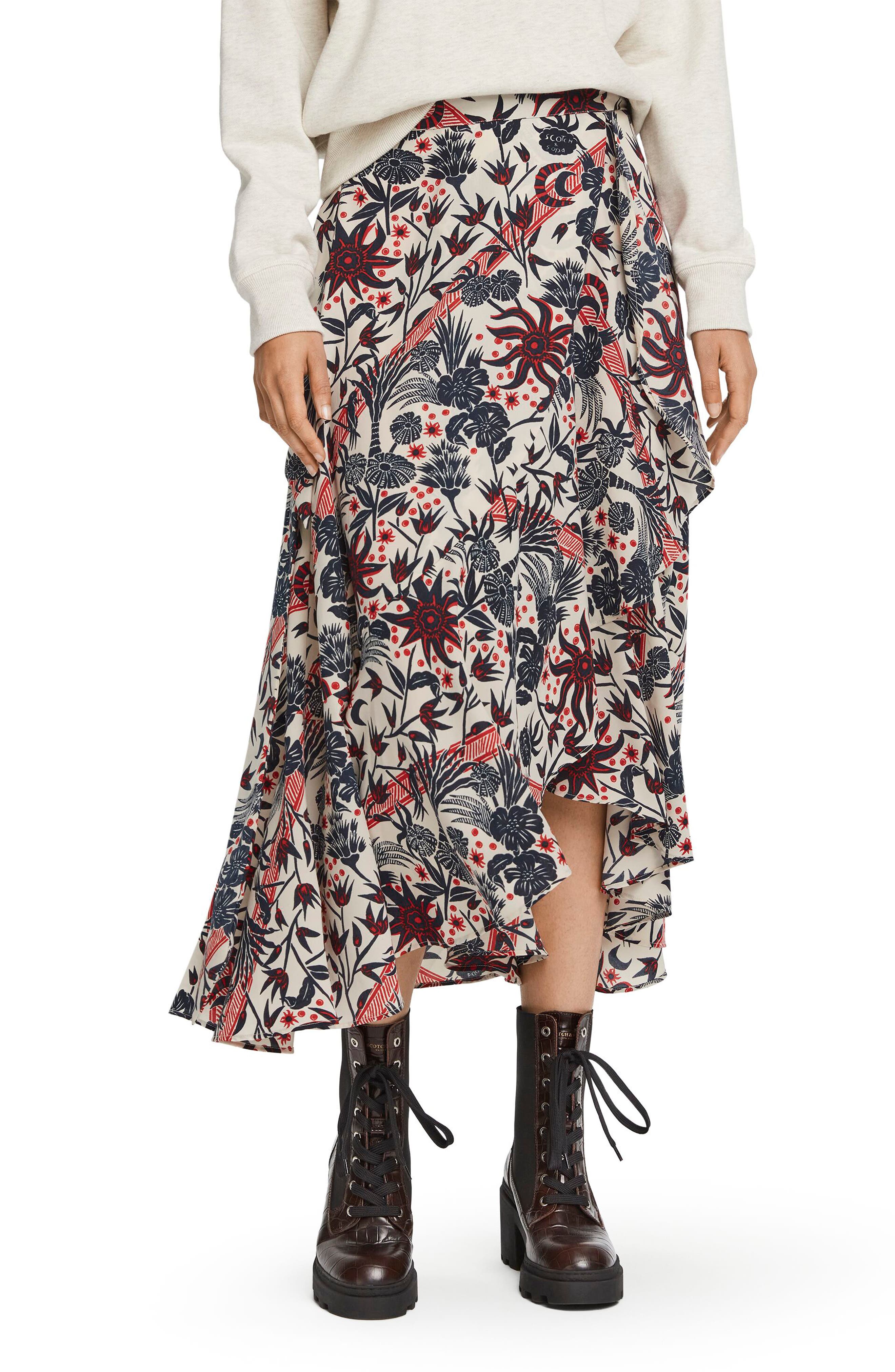 Scotch & Soda Floral Print Wrap Skirt Nordstrom