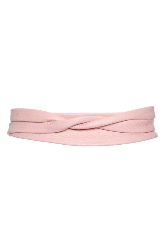 Shop Ada Midi Leather Wrap Belt In Pink Texture