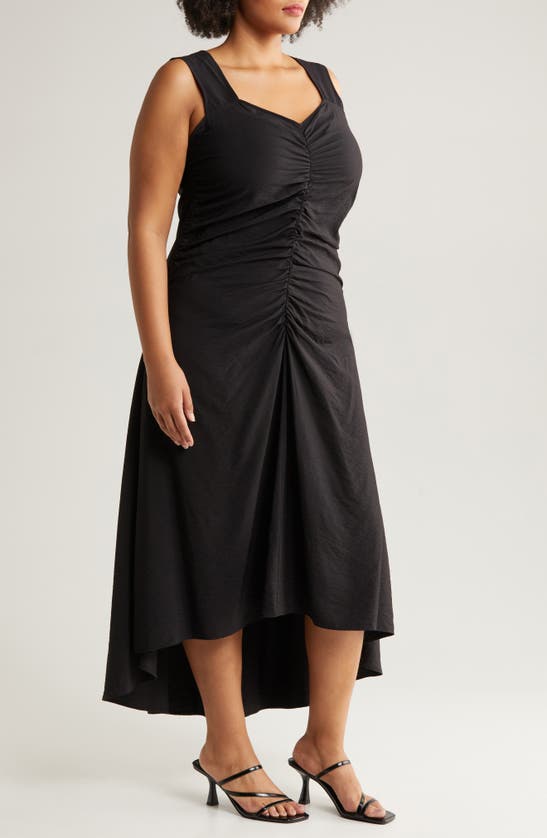 Chelsea28 Ruched High-low Maxi Dress In Black