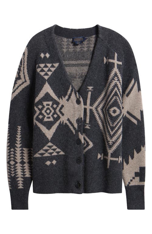 Shop Pendleton Oversize Wool Blend Cardigan In Black/taupe