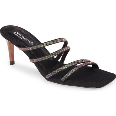 Pedro Garcia Isamar Crystal Strap Sandal, Black