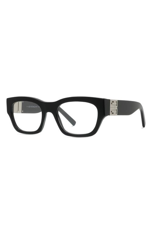 Givenchy 4g 51mm Rectangular Optical Glasses In Shiny Black