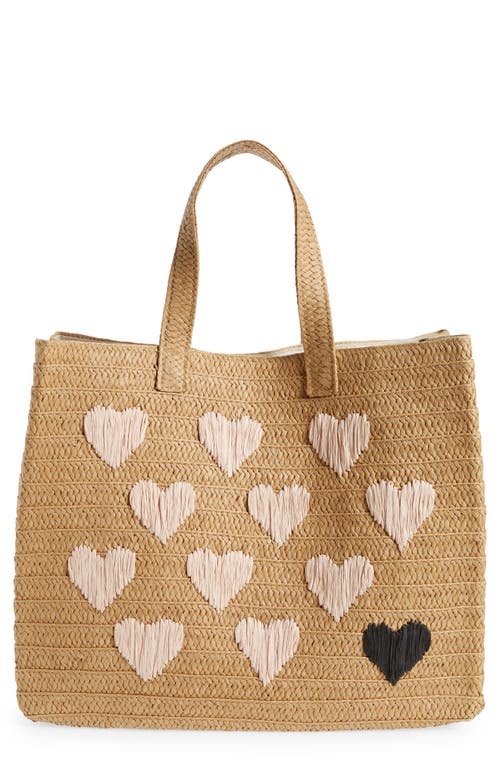 btb Los Angeles Be Mine Straw Tote in Sand/Dusty