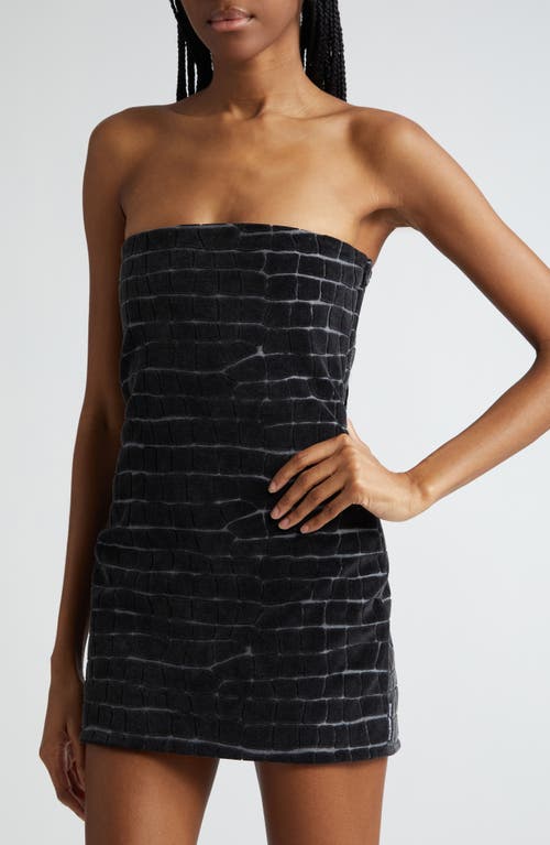 Shop Alexander Wang Textured Strapless Minidress In Washed Pepper