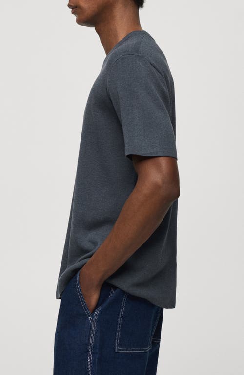 Mango Basic Cotton Blend T-shirt Indigo Blue In Indigo Blue