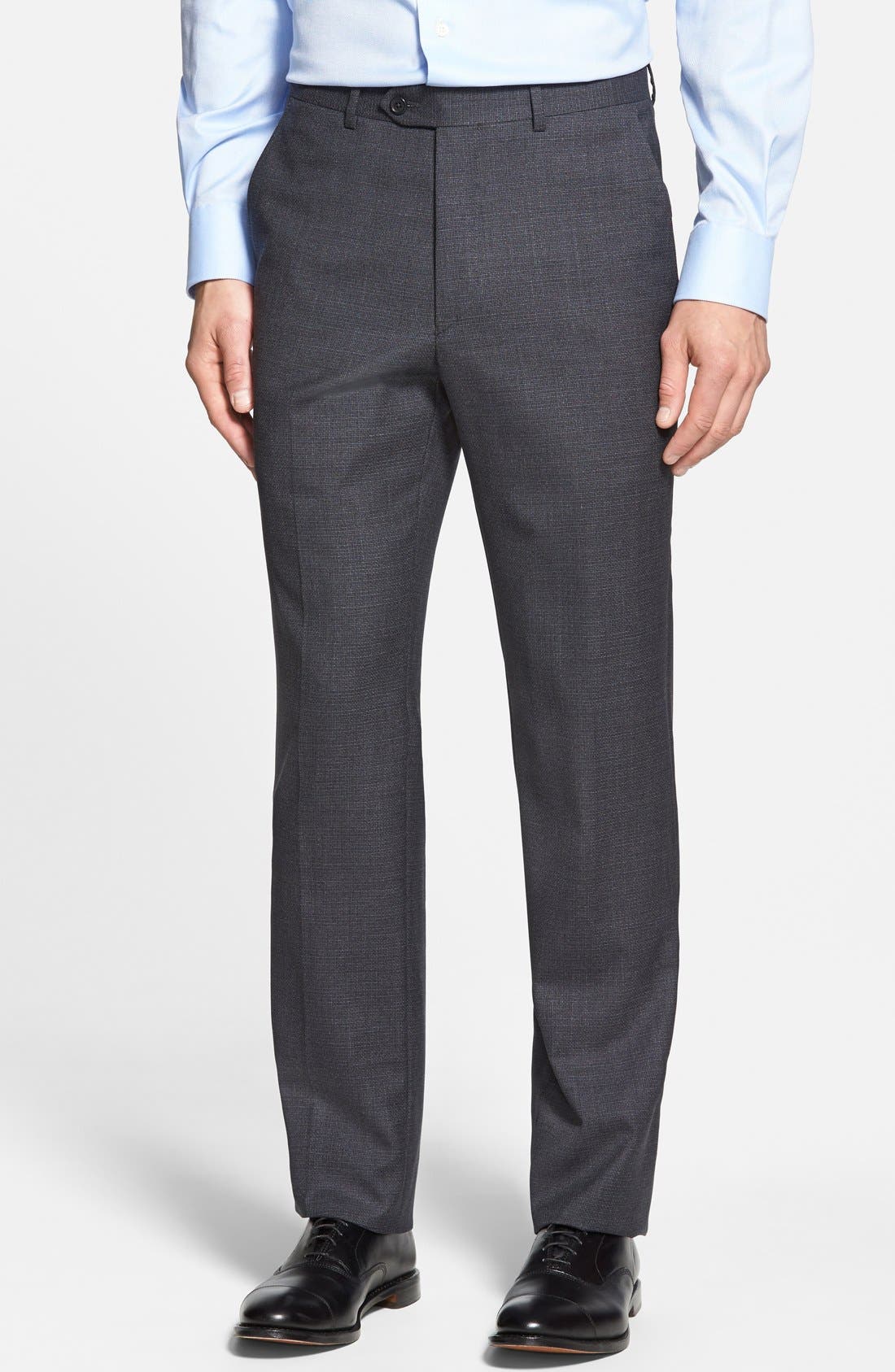 Santorelli Flat Front Wool Trousers Nordstrom