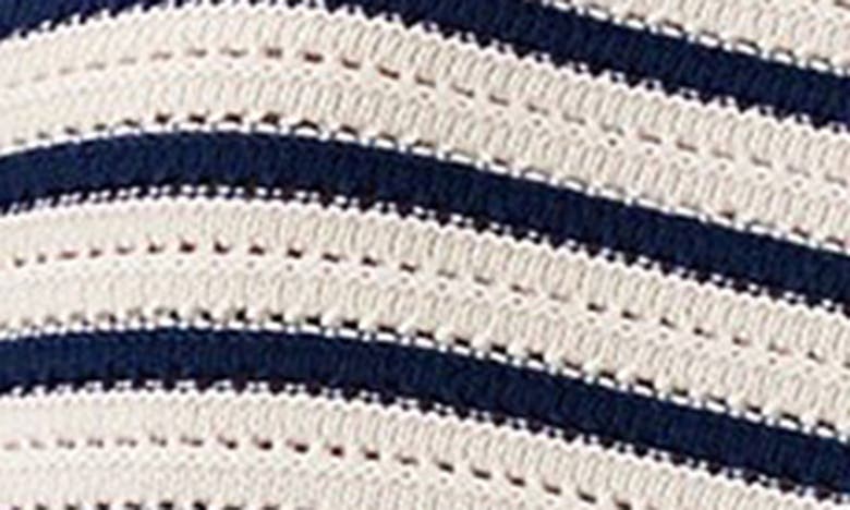 Shop French Connection Lumi Mozart Open Stitch Sleeveless Cotton Sweater In Ecru/ Midnight Blue Stripe