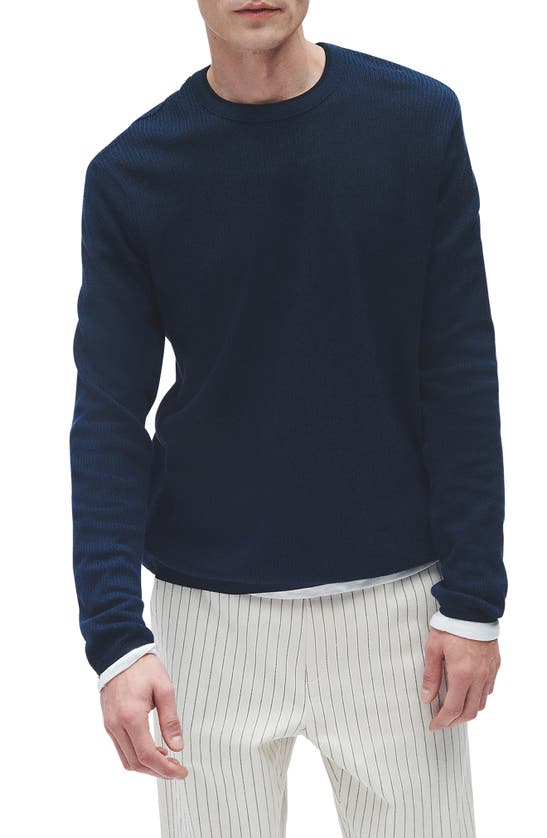 Shop Rag & Bone Harvey Crewneck Cotton Sweater In Blue