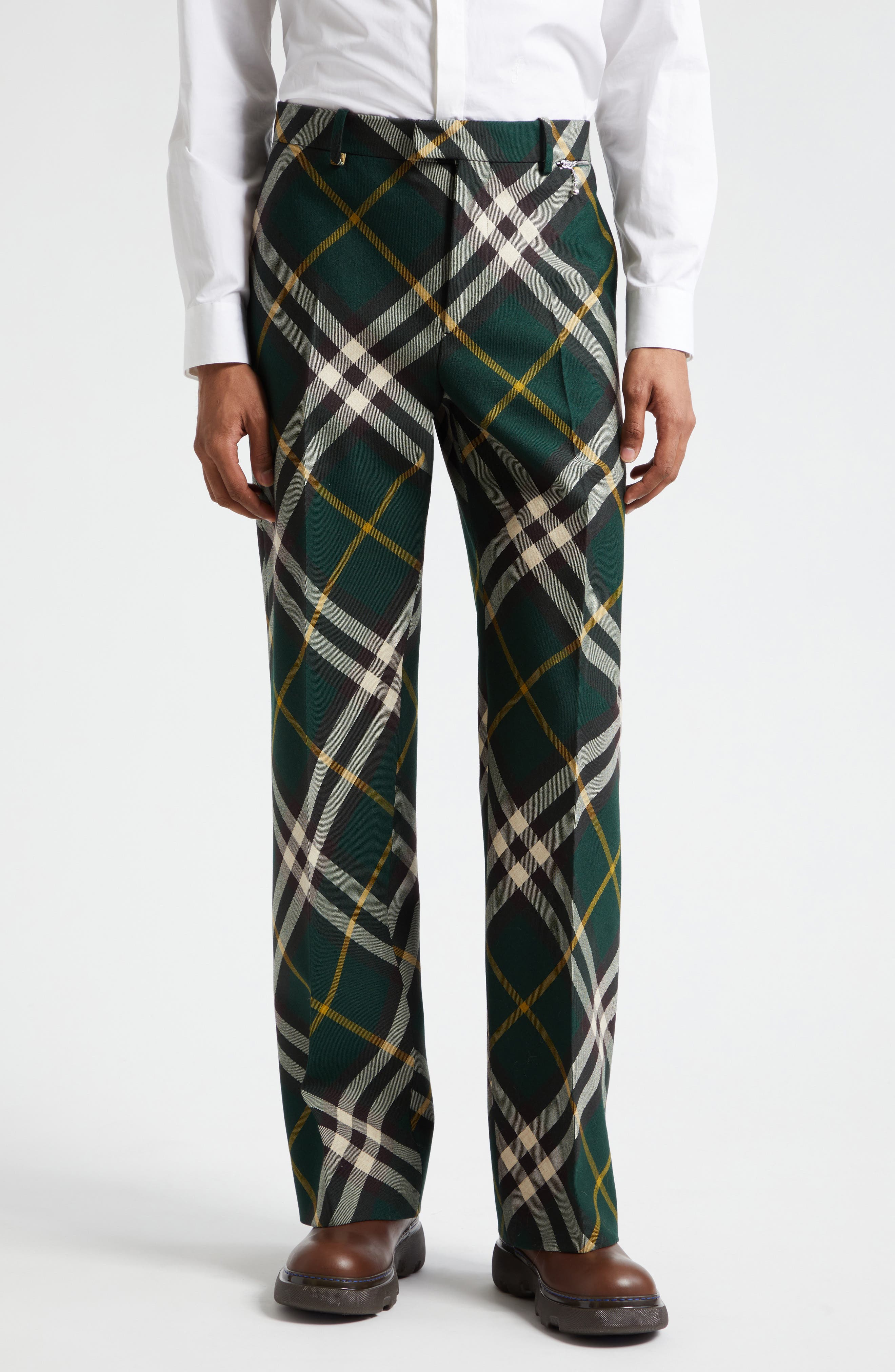 Burberry checked wool trousers - Green