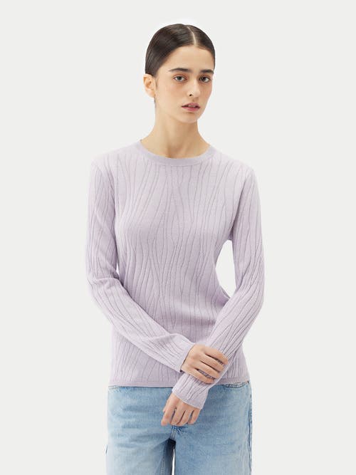 Gobi Mongolian Cashmere Cashmere Silk Sweater With Silver Threading In Orchid Tint