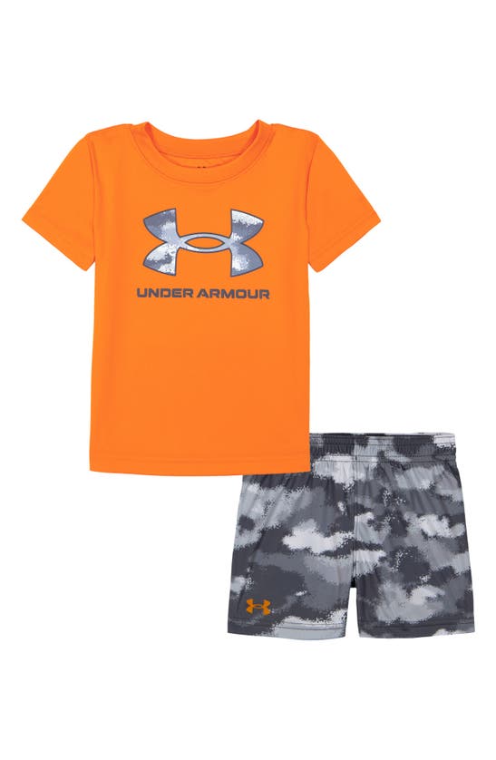 Under Armour Babies' Camo Print Logo T-shirt & Shorts Set In Atomic