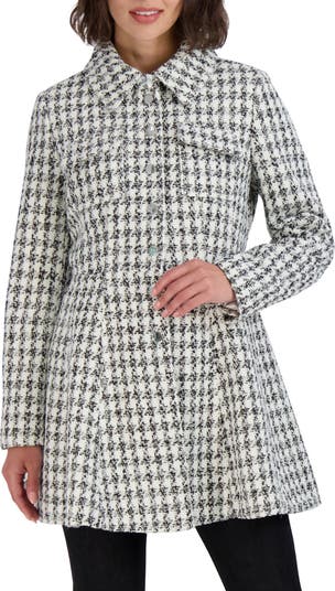 Laundry by Shelli Segal Houndstooth Flared Coat