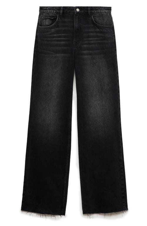 Shop Mango Danila Wide Leg Jeans In Black Denim