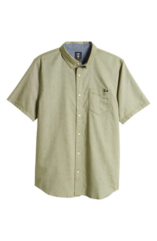 Shop Vans Houser Short Sleeve Organic Cotton Button-down Shirt In Pesto