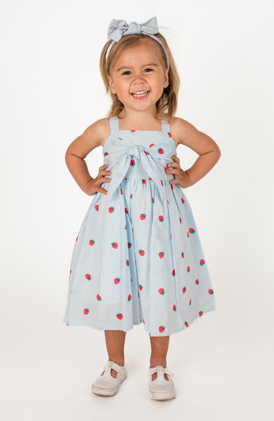 Shop Popatu Kids' Strawberry Fit & Flare Dress In Blue