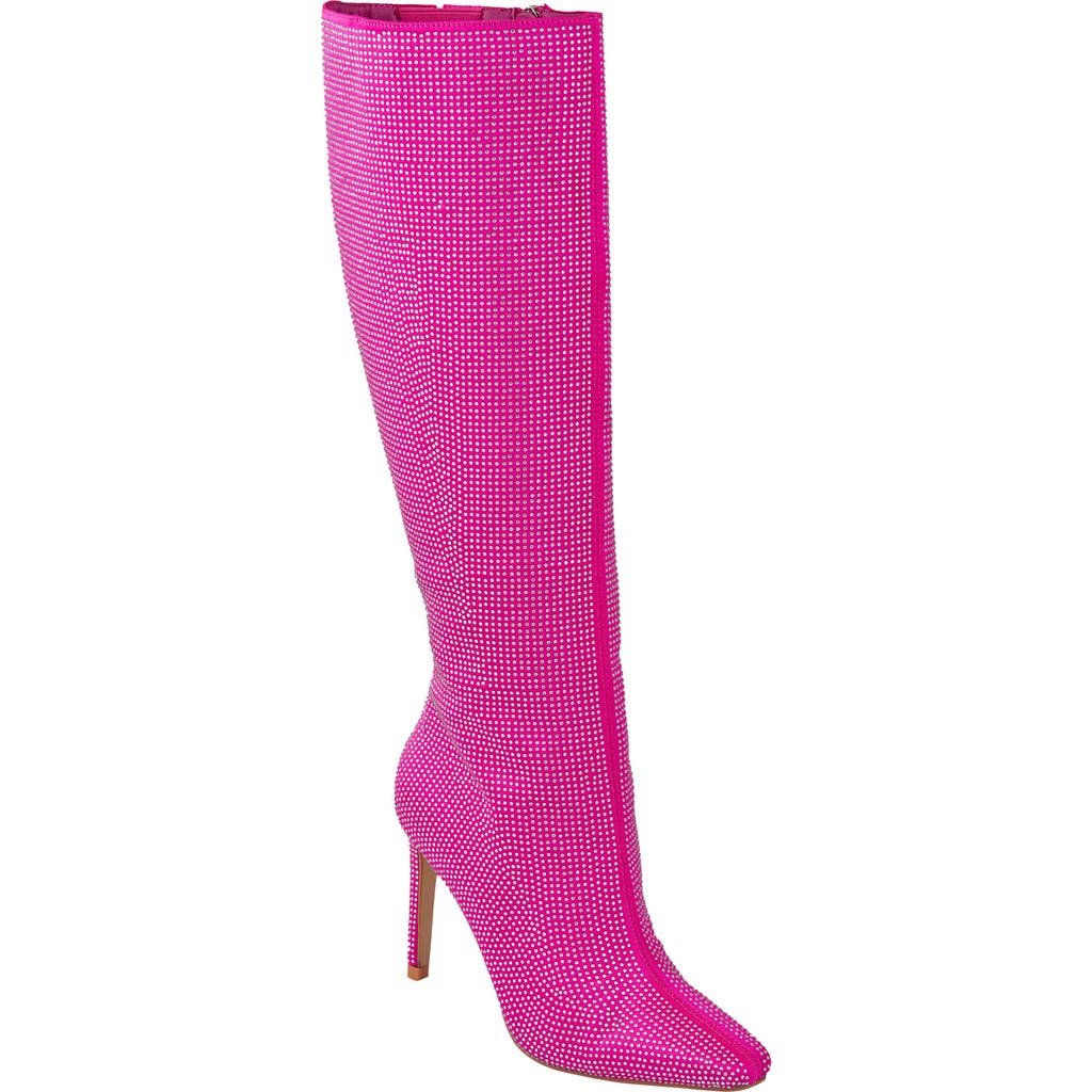 Lady Couture Women's Rhinestone Stiletto Tall Boots In Fuchsia