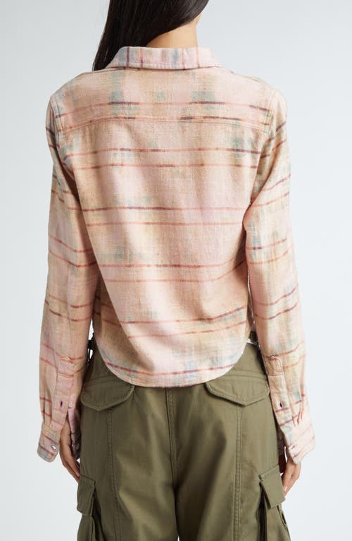 Shop R13 Shrunken Stripe Cotton Button-up Shirt In Pink Overdyed Plaid