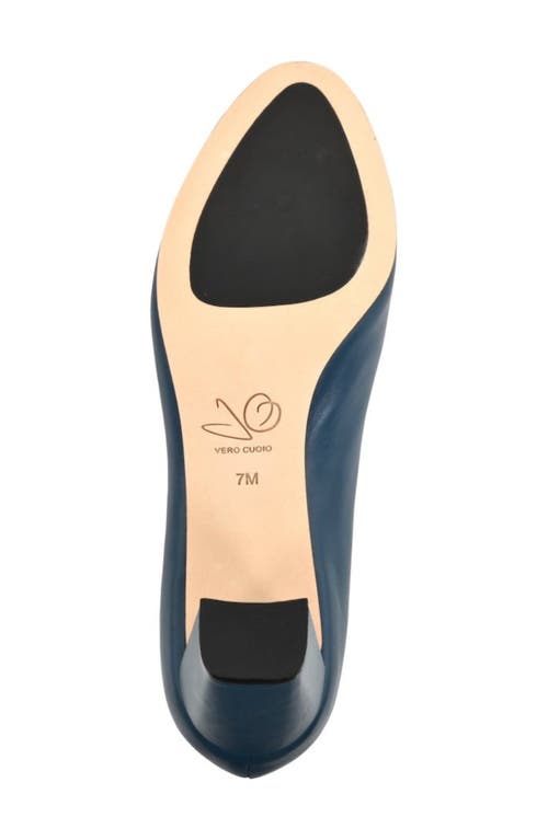 Joan Oloff Sandra Cap Toe Leather Pump In Indigo Blue Soft Lux Leather
