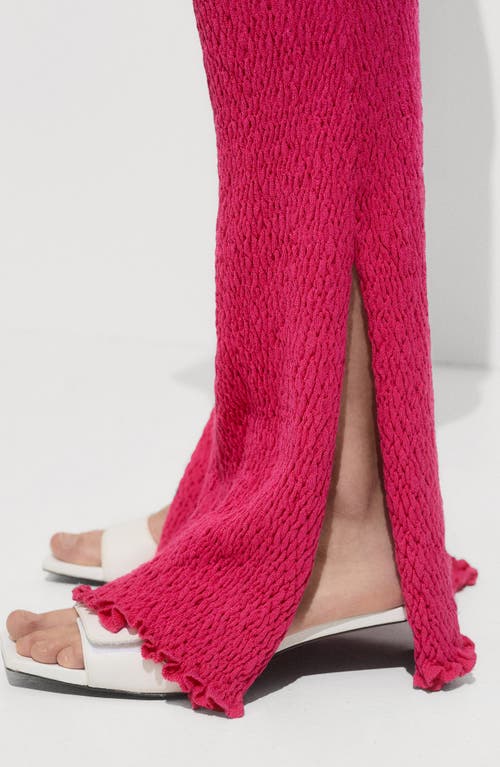 Shop Mango Braided Knit Flare Pants In Fuchsia