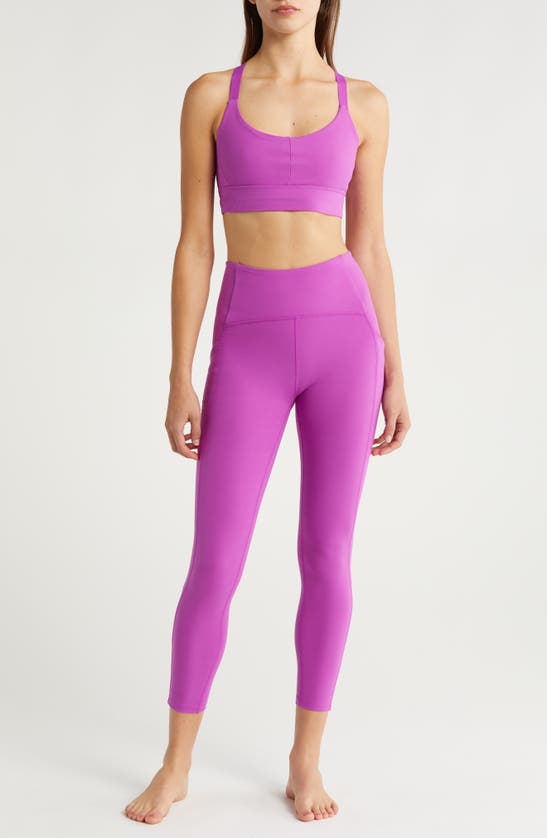 Shop Beyond Yoga Powerbeyond Strive High Waist Pocket Leggings In Violet Berry