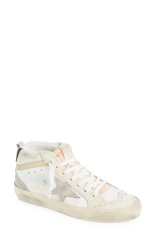 Golden Goose Mid Star Sneaker In White/ivory/lilac