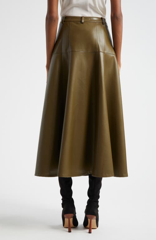 Shop Cinq À Sept Veena Faux Leather Skirt In Dark Olive