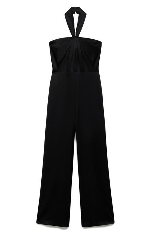 Shop Mango Halter Jumpsuit In Black