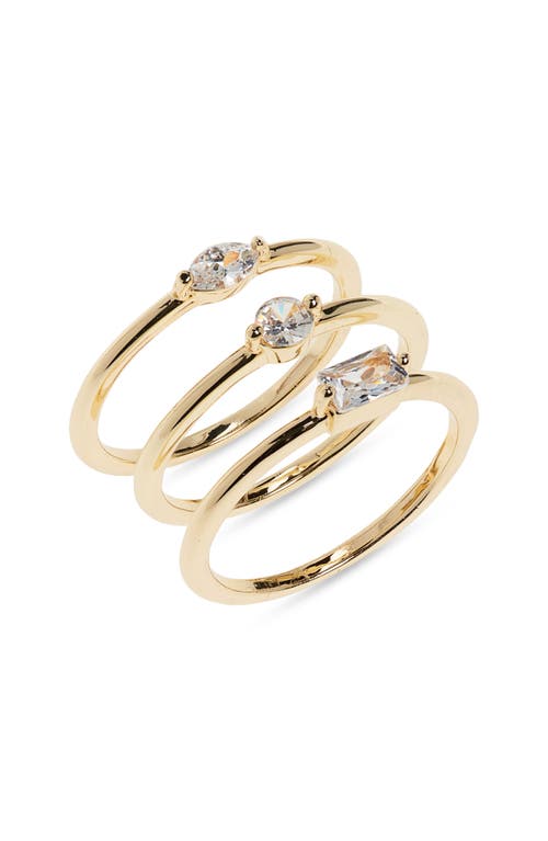 Shop Nordstrom Rack Set Of 3 Demi Fine Rings In Clear- Gold