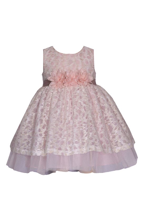 Shop Iris & Ivy Banded Lace Fit & Flare Dress In Ivory/pink