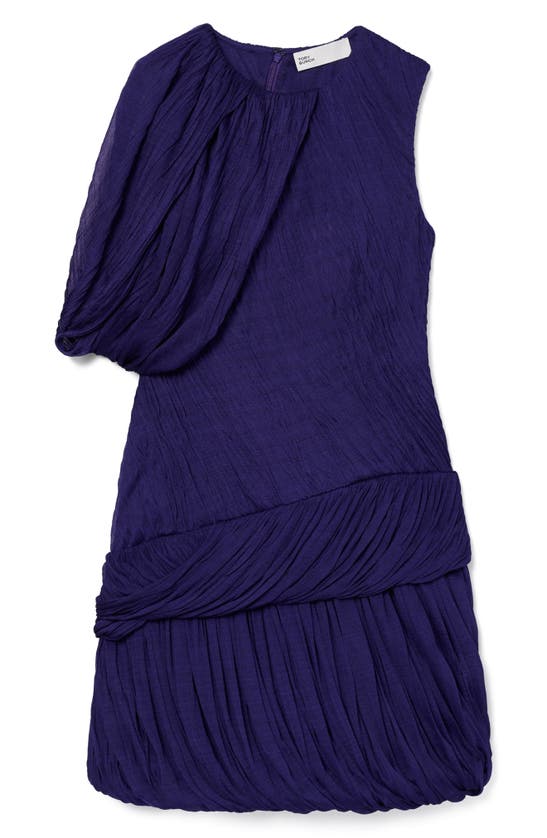 Tory Burch Asymmetric Draped Silk Minidress In Dark Violet