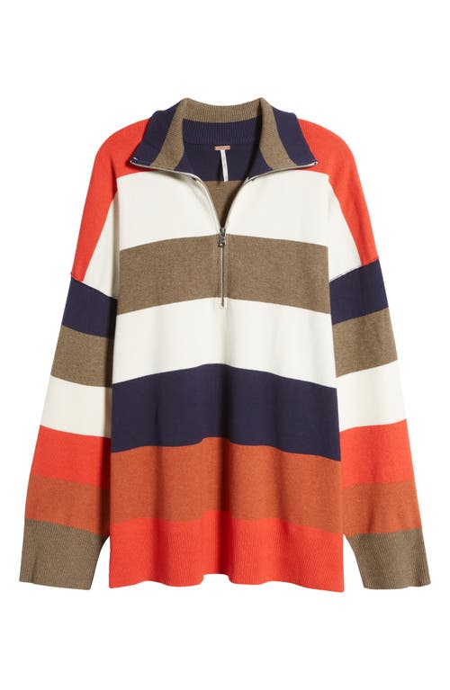 Shop Free People Coastal Stripe Half-zip Pullover In Set Sail Combo