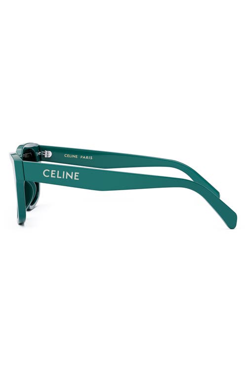 Shop Celine Monochroms 55mm Square Sunglasses In Shiny Turquoise/smoke