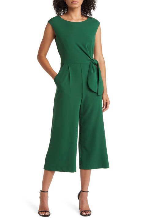  Famulily Army Green Linen Jumpsuits for Women V Neck Button  Down Short Sleeve Capris Wide Leg Pant Romper with Pockets&Belt S :  Clothing, Shoes & Jewelry