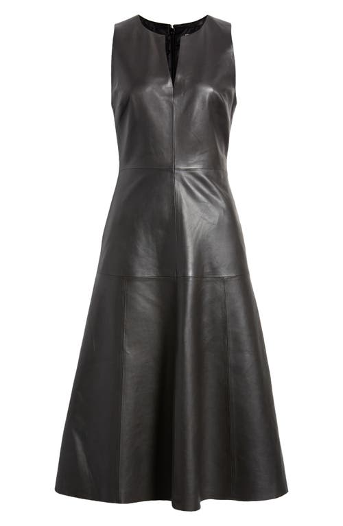 Shop Nordstrom A-line Leather Dress In Black